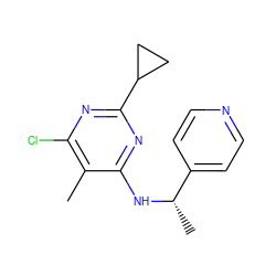 Cc1c(Cl)nc(C2CC2)nc1N[C@@H](C)c1ccncc1 ZINC000147825401