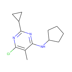 Cc1c(Cl)nc(C2CC2)nc1NC1CCCC1 ZINC000127998192