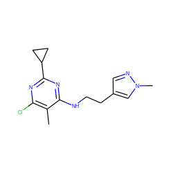 Cc1c(Cl)nc(C2CC2)nc1NCCc1cnn(C)c1 ZINC000122538581