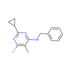 Cc1c(Cl)nc(C2CC2)nc1NCc1ccccc1 ZINC000132591929