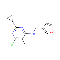 Cc1c(Cl)nc(C2CC2)nc1NCc1ccoc1 ZINC000126412730