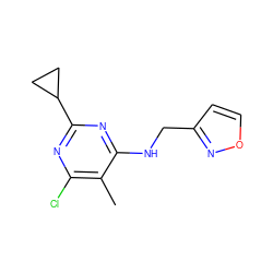 Cc1c(Cl)nc(C2CC2)nc1NCc1ccon1 ZINC000149035257