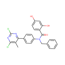 Cc1c(Cl)nc(Cl)nc1-c1ccc(N(Cc2ccccc2)C(=O)c2ccc(O)cc2O)cc1 ZINC000653676844