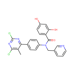 Cc1c(Cl)nc(Cl)nc1-c1ccc(N(Cc2cccnc2)C(=O)c2ccc(O)cc2O)cc1 ZINC000653679379