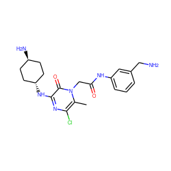 Cc1c(Cl)nc(N[C@H]2CC[C@H](N)CC2)c(=O)n1CC(=O)Nc1cccc(CN)c1 ZINC000299846149