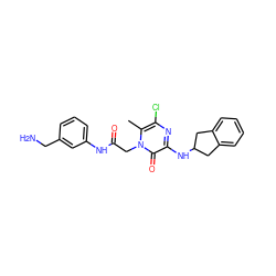 Cc1c(Cl)nc(NC2Cc3ccccc3C2)c(=O)n1CC(=O)Nc1cccc(CN)c1 ZINC000028391257