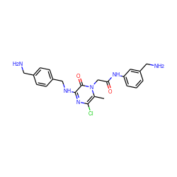 Cc1c(Cl)nc(NCc2ccc(CN)cc2)c(=O)n1CC(=O)Nc1cccc(CN)c1 ZINC000028368923