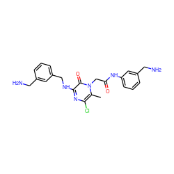 Cc1c(Cl)nc(NCc2cccc(CN)c2)c(=O)n1CC(=O)Nc1cccc(CN)c1 ZINC000028379135