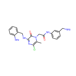 Cc1c(Cl)nc(NCc2ccccc2N)c(=O)n1CC(=O)Nc1cccc(CN)c1 ZINC000028380701