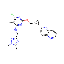 Cc1c(Cl)nc(OC[C@H]2C[C@@H]2c2ccc3ncccc3n2)nc1NCc1nc(C)n(C)n1 ZINC000114809555