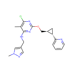 Cc1c(Cl)nc(OC[C@H]2C[C@@H]2c2ccccn2)nc1NCc1cnn(C)c1 ZINC000169703981