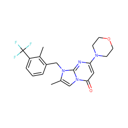 Cc1c(Cn2c(C)cn3c(=O)cc(N4CCOCC4)nc23)cccc1C(F)(F)F ZINC000073313448