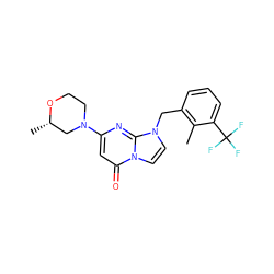 Cc1c(Cn2ccn3c(=O)cc(N4CCO[C@@H](C)C4)nc23)cccc1C(F)(F)F ZINC000073296588