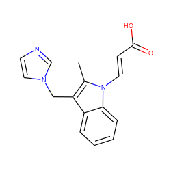 Cc1c(Cn2ccnc2)c2ccccc2n1/C=C/C(=O)O ZINC000084409965