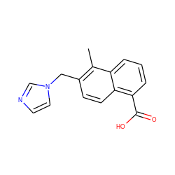 Cc1c(Cn2ccnc2)ccc2c(C(=O)O)cccc12 ZINC000029392178