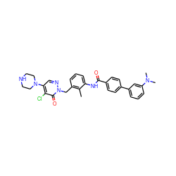 Cc1c(Cn2ncc(N3CCNCC3)c(Cl)c2=O)cccc1NC(=O)c1ccc(-c2cccc(N(C)C)c2)cc1 ZINC000044418714