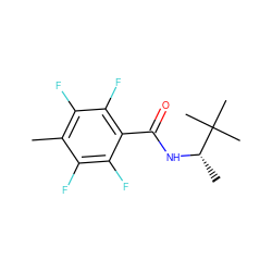 Cc1c(F)c(F)c(C(=O)N[C@@H](C)C(C)(C)C)c(F)c1F ZINC000139205405