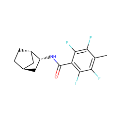 Cc1c(F)c(F)c(C(=O)N[C@@H]2C[C@H]3CC[C@H]2C3)c(F)c1F ZINC000114425169