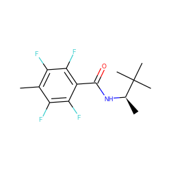 Cc1c(F)c(F)c(C(=O)N[C@H](C)C(C)(C)C)c(F)c1F ZINC000139205486