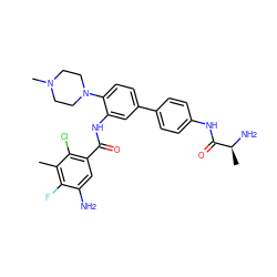 Cc1c(F)c(N)cc(C(=O)Nc2cc(-c3ccc(NC(=O)[C@H](C)N)cc3)ccc2N2CCN(C)CC2)c1Cl ZINC001772652982