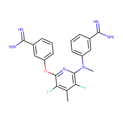 Cc1c(F)c(Oc2cccc(C(=N)N)c2)nc(N(C)c2cccc(C(=N)N)c2)c1F ZINC000013797459