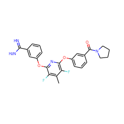 Cc1c(F)c(Oc2cccc(C(=N)N)c2)nc(Oc2cccc(C(=O)N3CCCC3)c2)c1F ZINC000013473991