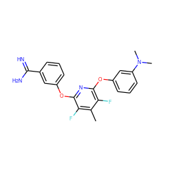 Cc1c(F)c(Oc2cccc(C(=N)N)c2)nc(Oc2cccc(N(C)C)c2)c1F ZINC000013474013