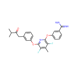 Cc1c(F)c(Oc2cccc(CC(=O)C(C)C)c2)nc(Oc2cccc(C(=N)N)c2)c1F ZINC000027641504