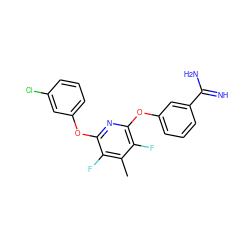 Cc1c(F)c(Oc2cccc(Cl)c2)nc(Oc2cccc(C(=N)N)c2)c1F ZINC000013474026