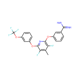 Cc1c(F)c(Oc2cccc(OC(F)(F)F)c2)nc(Oc2cccc(C(=N)N)c2)c1F ZINC000013474023