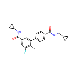 Cc1c(F)cc(C(=O)NC2CC2)cc1-c1ccc(C(=O)NCC2CC2)cc1 ZINC000071295452