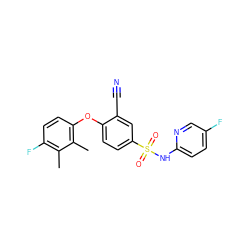 Cc1c(F)ccc(Oc2ccc(S(=O)(=O)Nc3ccc(F)cn3)cc2C#N)c1C ZINC000473201090