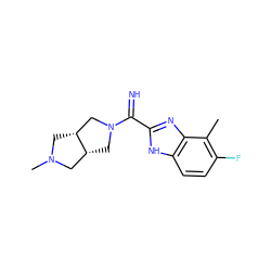 Cc1c(F)ccc2[nH]c(C(=N)N3C[C@@H]4CN(C)C[C@@H]4C3)nc12 ZINC000073222745