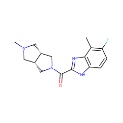 Cc1c(F)ccc2[nH]c(C(=O)N3C[C@@H]4CN(C)C[C@@H]4C3)nc12 ZINC000073165188