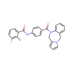 Cc1c(F)cccc1C(=O)Nc1ccc(C(=O)N2Cc3cccn3Cc3ccccc32)cc1 ZINC000013534567