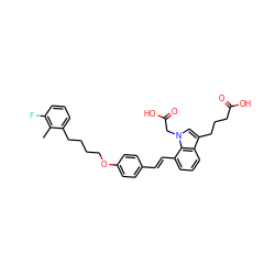 Cc1c(F)cccc1CCCCOc1ccc(/C=C/c2cccc3c(CCCC(=O)O)cn(CC(=O)O)c23)cc1 ZINC000473247413