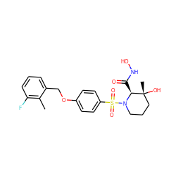 Cc1c(F)cccc1COc1ccc(S(=O)(=O)N2CCC[C@@](C)(O)[C@@H]2C(=O)NO)cc1 ZINC000028391988