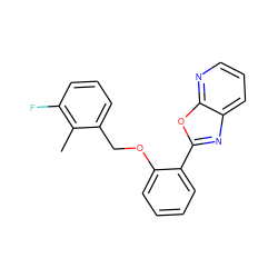 Cc1c(F)cccc1COc1ccccc1-c1nc2cccnc2o1 ZINC001772601441