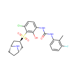 Cc1c(F)cccc1NC(=O)Nc1ccc(Cl)c(S(=O)(=O)[C@H]2C[C@@H]3CC[C@H](C2)N3)c1O ZINC000115477030