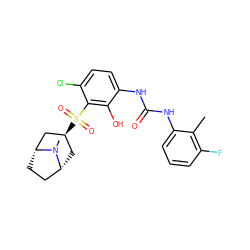 Cc1c(F)cccc1NC(=O)Nc1ccc(Cl)c(S(=O)(=O)[C@H]2C[C@@H]3CC[C@H](C2)N3C)c1O ZINC000115475531