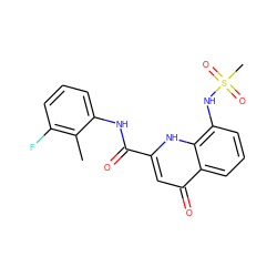 Cc1c(F)cccc1NC(=O)c1cc(=O)c2cccc(NS(C)(=O)=O)c2[nH]1 ZINC000095590267