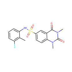 Cc1c(F)cccc1NS(=O)(=O)c1ccc2c(c1)c(=O)n(C)c(=O)n2C ZINC000001425384