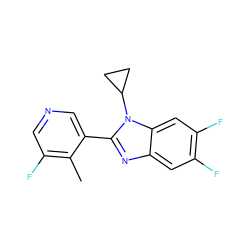 Cc1c(F)cncc1-c1nc2cc(F)c(F)cc2n1C1CC1 ZINC000113876113