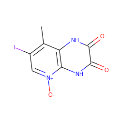 Cc1c(I)c[n+]([O-])c2[nH]c(=O)c(=O)[nH]c12 ZINC000100844054