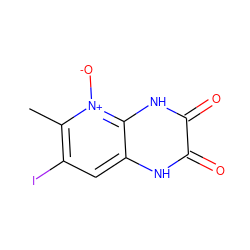 Cc1c(I)cc2[nH]c(=O)c(=O)[nH]c2[n+]1[O-] ZINC000100246053