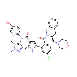 Cc1c(N(C(=O)c2cc(-c3cc(Cl)ccc3C(=O)N3Cc4ccccc4C[C@H]3CN3CCOCC3)n(C)c2C)c2ccc(O)cc2)cnn1C ZINC000261165732