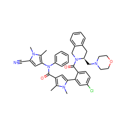 Cc1c(N(C(=O)c2cc(-c3cc(Cl)ccc3C(=O)N3Cc4ccccc4C[C@H]3CN3CCOCC3)n(C)c2C)c2ccccc2)cc(C#N)n1C ZINC000261077311