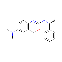 Cc1c(N(C)C)ccc2nc(N[C@H](C)c3ccccc3)oc(=O)c12 ZINC000026186672