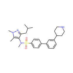 Cc1c(N(C)S(=O)(=O)c2ccc(-c3cccc(C4CCNCC4)c3)cc2)c(CC(C)C)nn1C ZINC000199938531