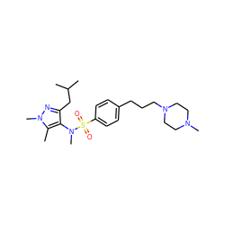 Cc1c(N(C)S(=O)(=O)c2ccc(CCCN3CCN(C)CC3)cc2)c(CC(C)C)nn1C ZINC000199939969